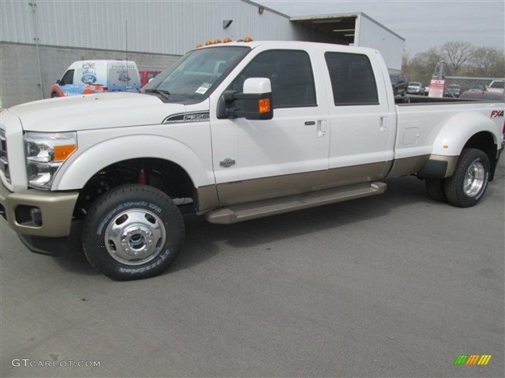 2014 F350 Super Duty King Ranch Crew Cab 4x4 Dually - White Platinum Tri-Coat / King Ranch Chaparral Leather photo #1