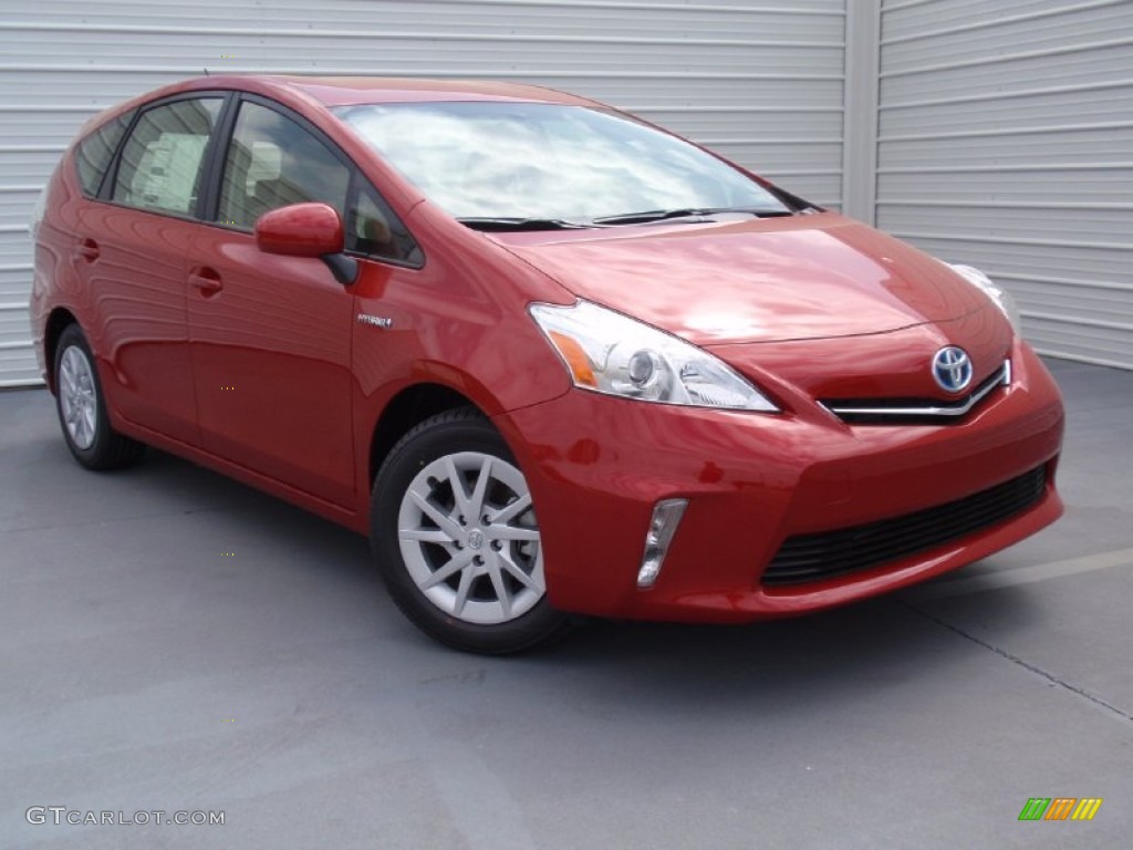 2014 Prius v Two - Barcelona Red Metallic / Bisque photo #1