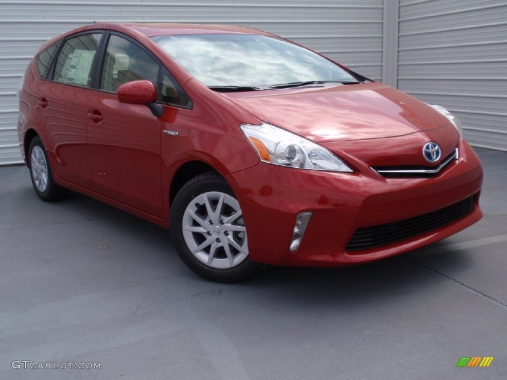 Barcelona Red Metallic 2014 Toyota Prius v Two Exterior Photo #91672044