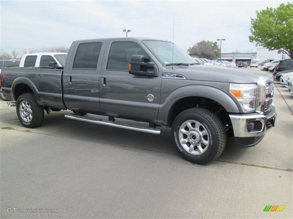 2014 F350 Super Duty Lariat Crew Cab 4x4 - Sterling Gray Metallic / Black photo #5