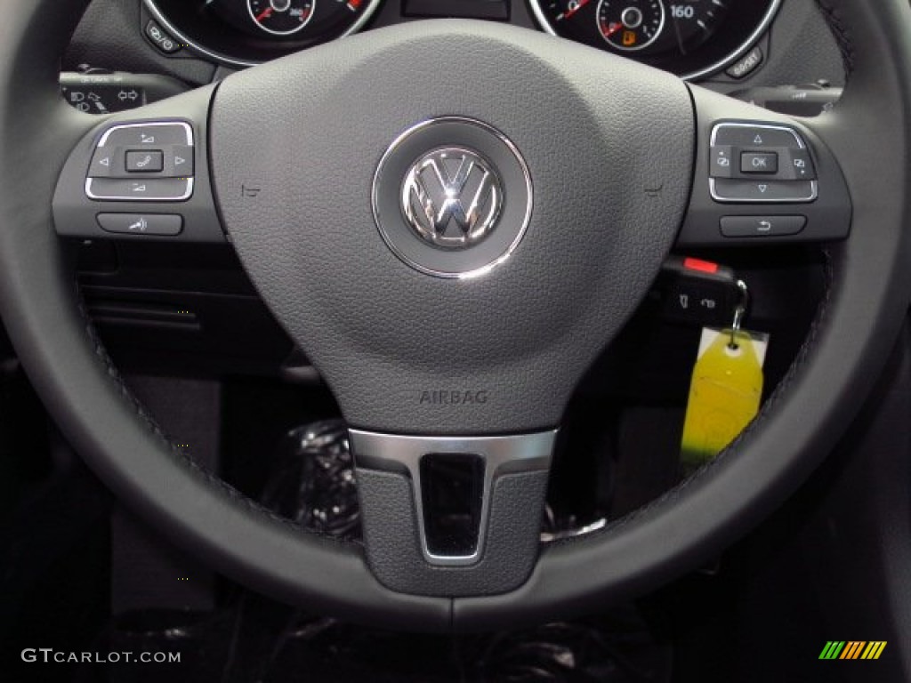 2014 Volkswagen Jetta TDI SportWagen Titan Black Steering Wheel Photo #91680086