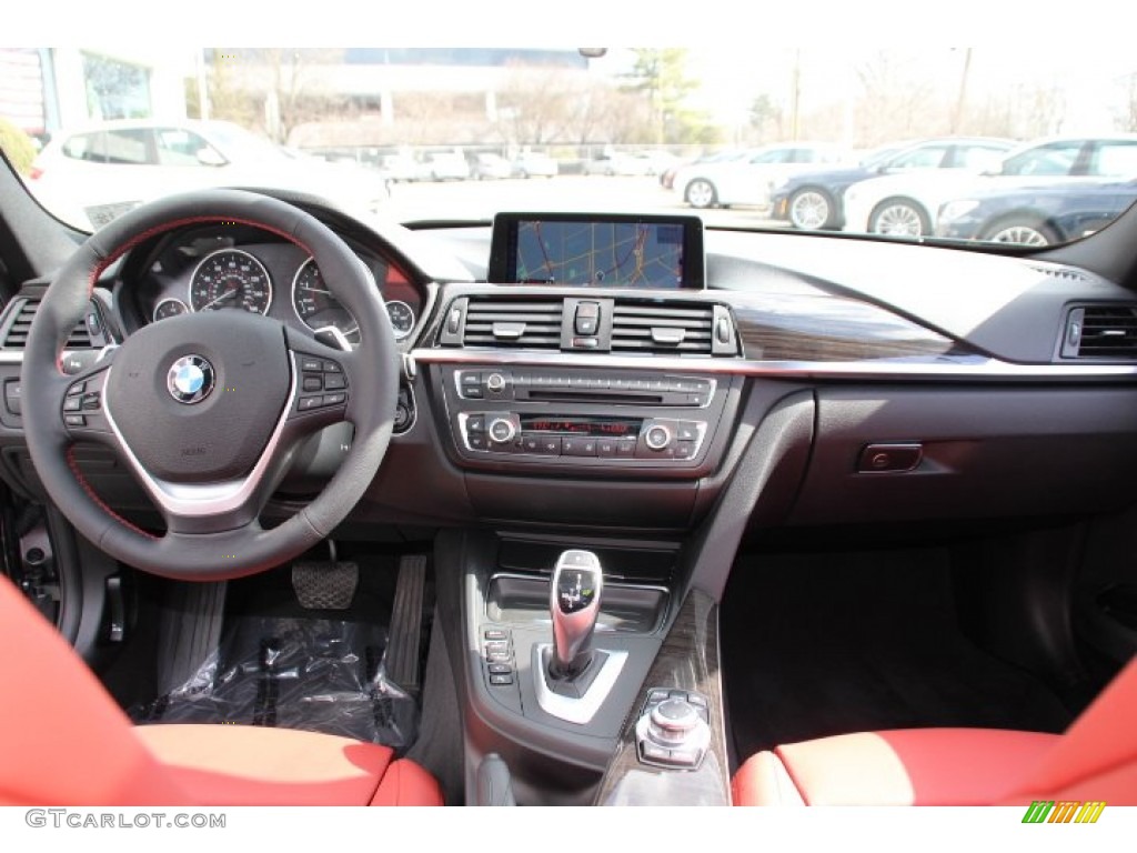 2013 BMW 3 Series 335i xDrive Sedan Coral Red/Black Dashboard Photo #91680527
