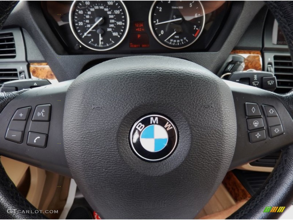 2008 BMW X5 3.0si Sand Beige Steering Wheel Photo #91689314