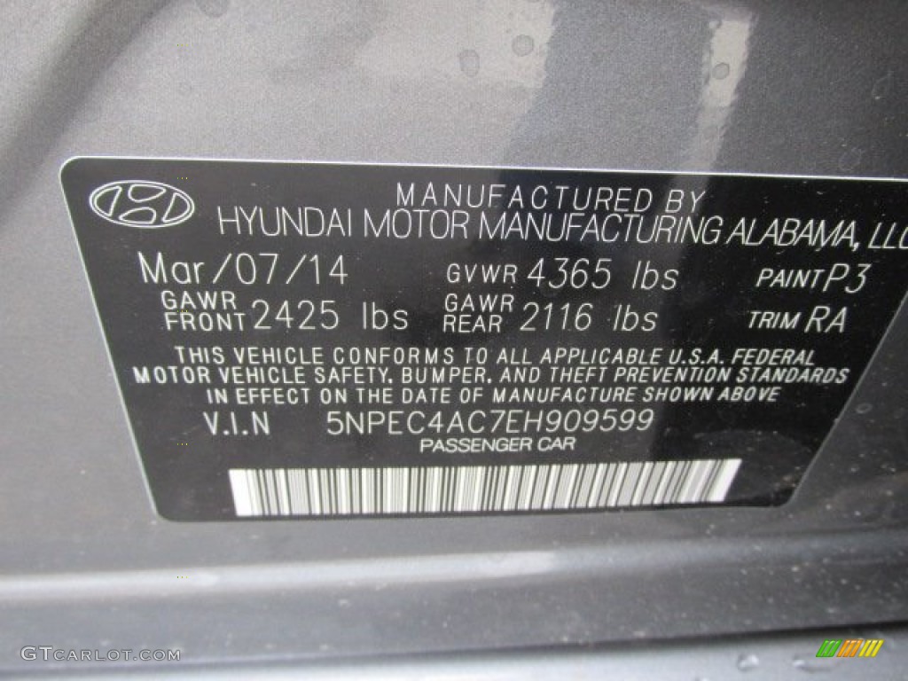 2014 Sonata Limited - Harbor Gray Metallic / Gray photo #20