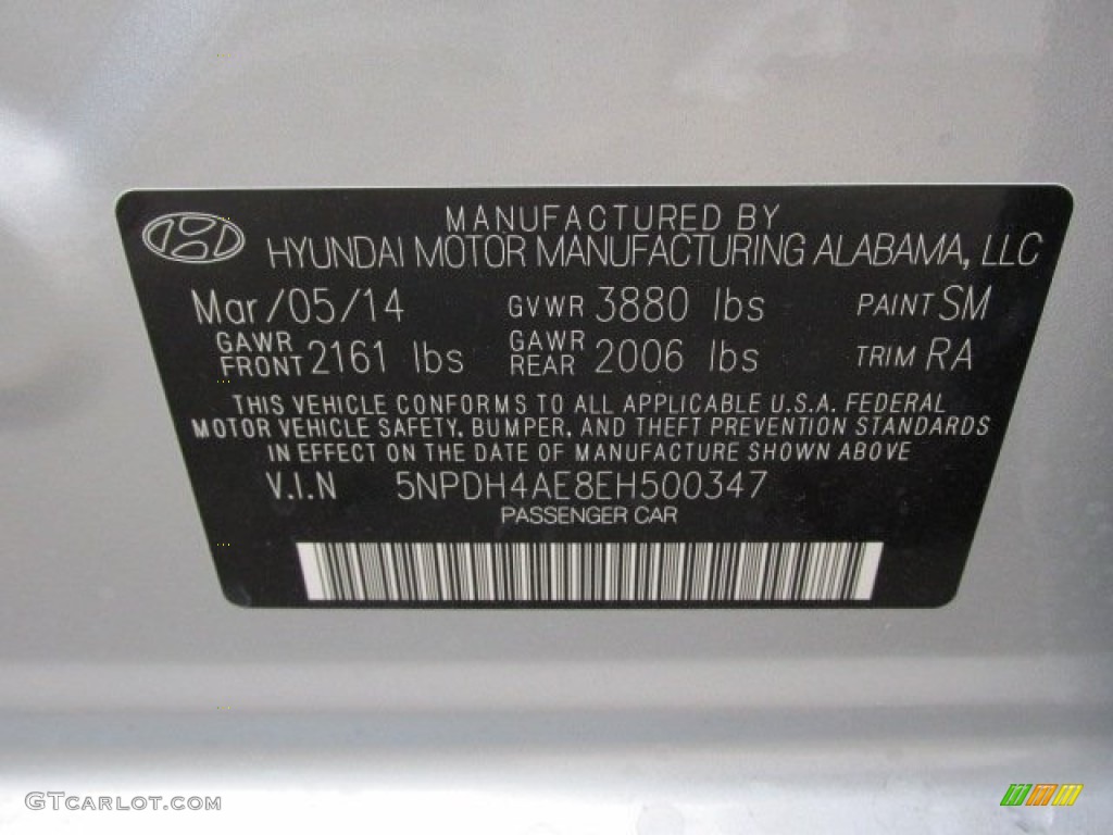 2014 Elantra SE Sedan - Silver / Gray photo #15