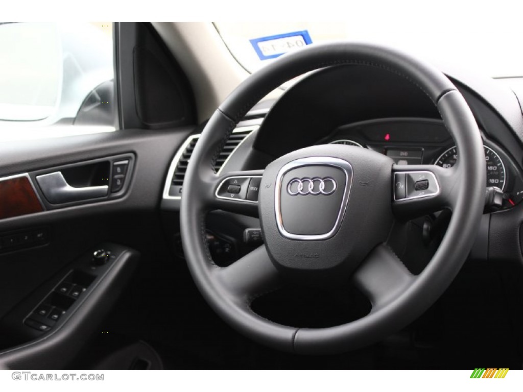 2012 Audi Q5 2.0 TFSI quattro Black Steering Wheel Photo #91691830