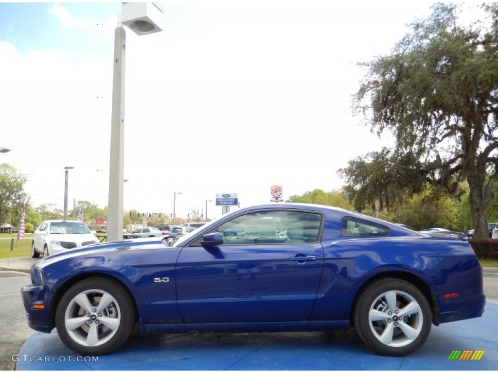 2014 Mustang GT Premium Coupe - Deep Impact Blue / Medium Stone photo #2
