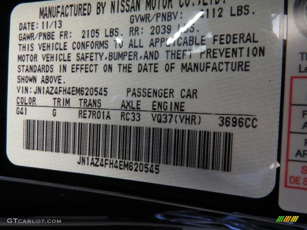2014 370Z Color Code G41 for Magnetic Black Photo #91701899