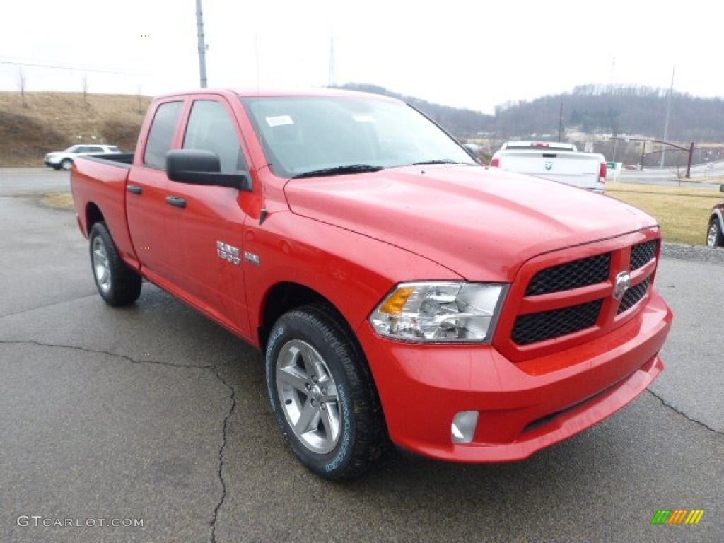 2014 1500 Express Quad Cab 4x4 - Flame Red / Black/Diesel Gray photo #4