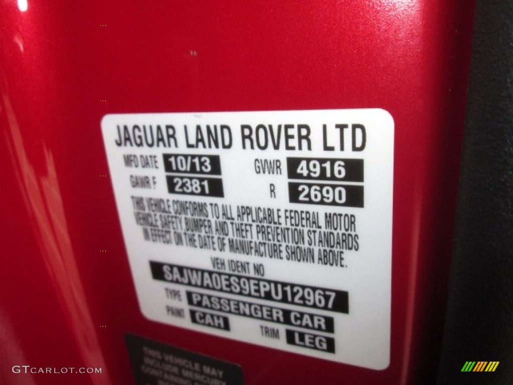2014 XF Color Code CAH for Italian Racing Red Metallic Photo #91717522
