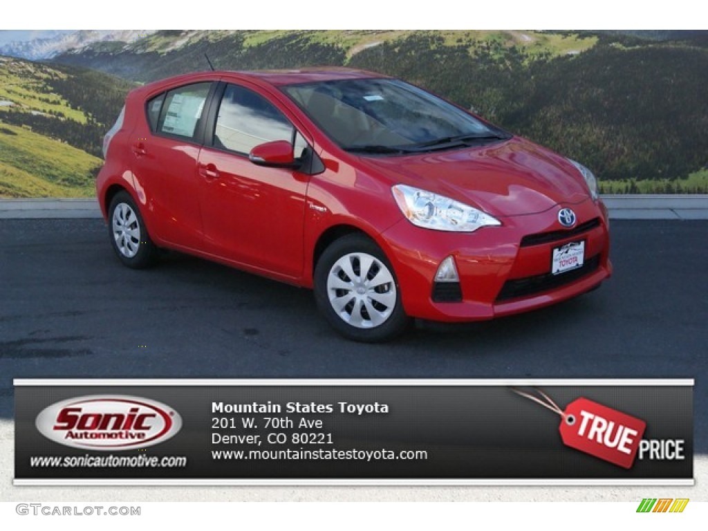2014 Prius c Hybrid Two - Absolutely Red / Light Blue Gray/Black photo #1
