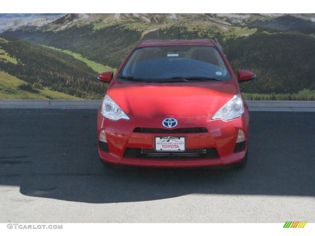 2014 Prius c Hybrid Two - Absolutely Red / Light Blue Gray/Black photo #2