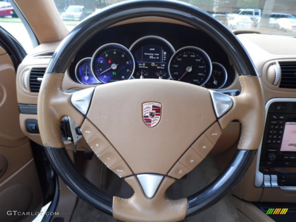 2006 Porsche Cayenne Turbo S Havanna/Sand Beige Steering Wheel Photo #91719478