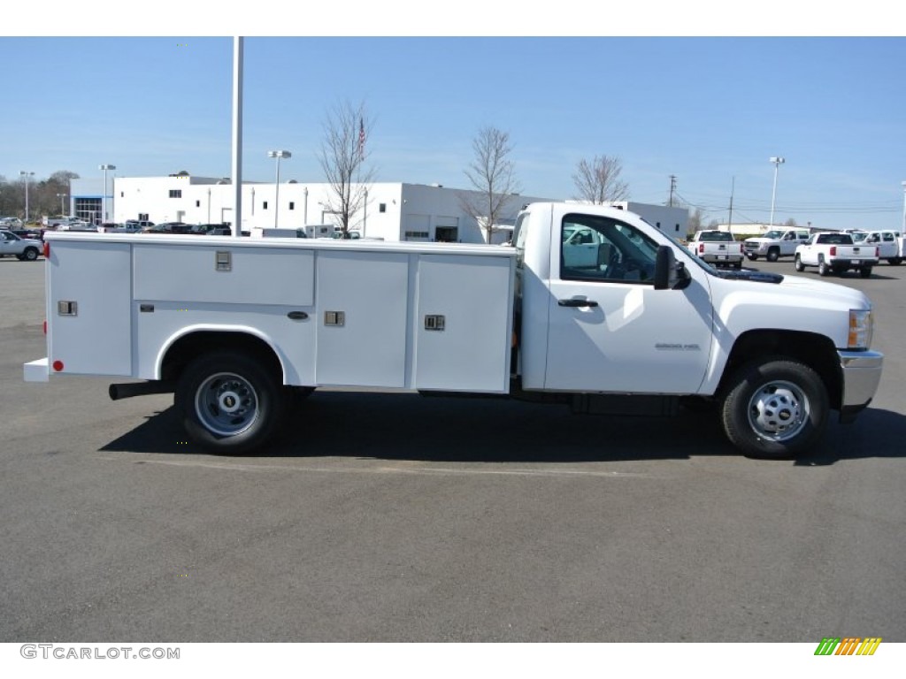 Summit White 2014 Chevrolet Silverado 3500HD WT Regular Cab 4x4 Utility Truck Exterior Photo #91723855