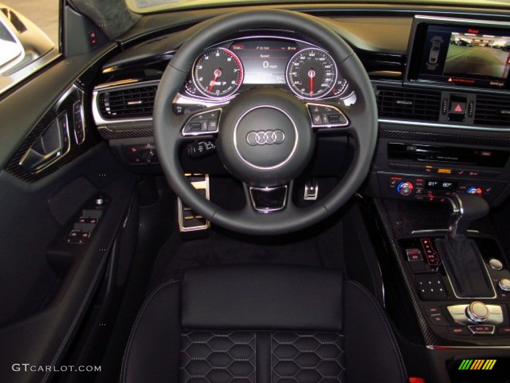 2014 Audi RS 7 4.0 TFSI quattro Black Valcona Leather w/Honeycomb Stitching Dashboard Photo #91735996