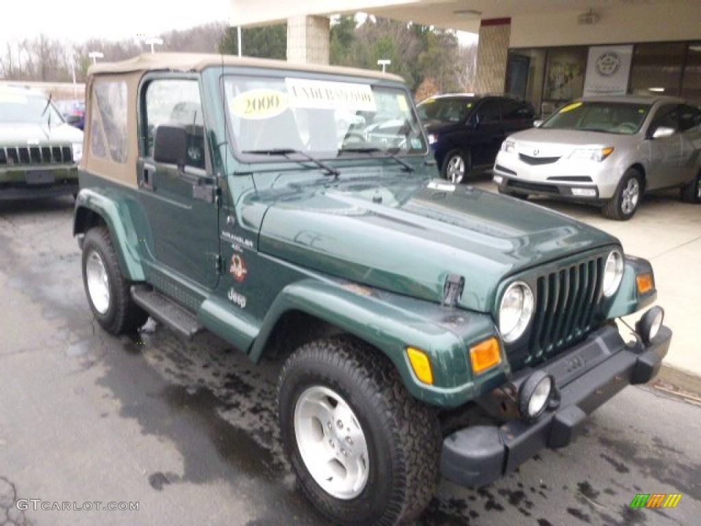 2000 Wrangler Sahara 4x4 - Forest Green Pearl / Camel/Dark Green photo #2