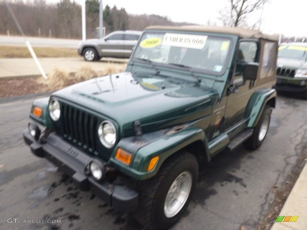 2000 Wrangler Sahara 4x4 - Forest Green Pearl / Camel/Dark Green photo #4