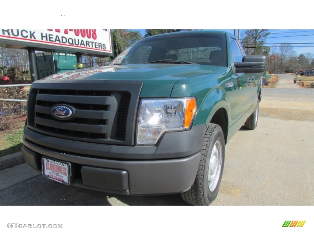 2010 F150 XL Regular Cab - Fleet Green / Medium Stone photo #2