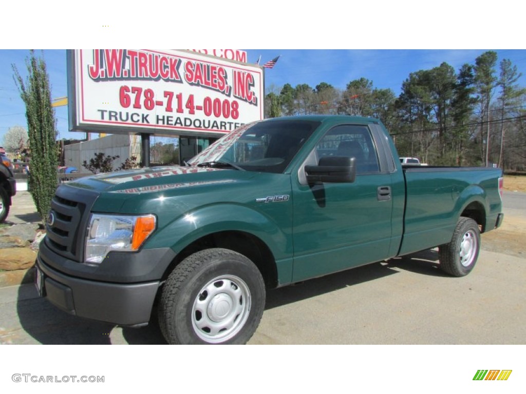 2010 F150 XL Regular Cab - Fleet Green / Medium Stone photo #3