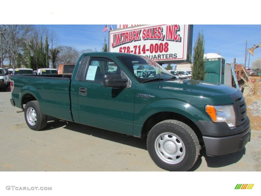 2010 F150 XL Regular Cab - Fleet Green / Medium Stone photo #11