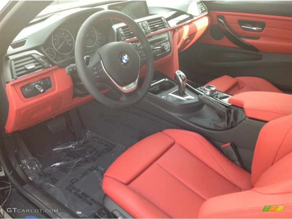 2014 4 Series 428i Coupe - Jet Black / Coral Red photo #6