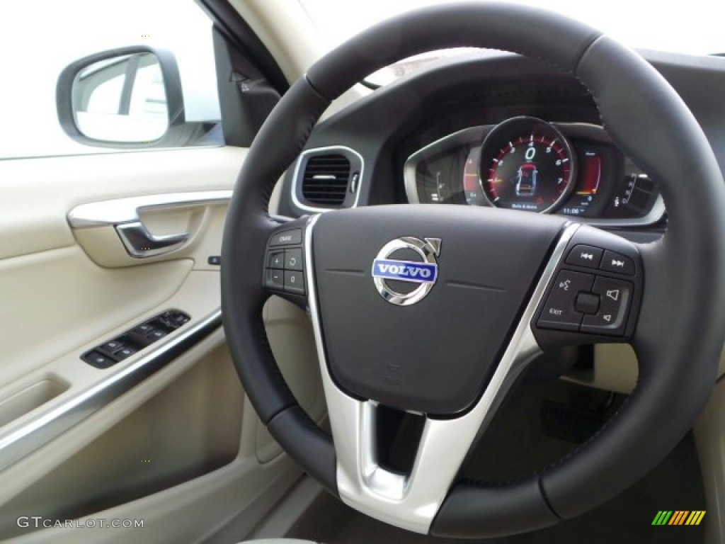 2015 Volvo S60 T5 Drive-E Soft Beige Steering Wheel Photo #91759490