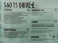  2015 S60 T5 Drive-E Window Sticker