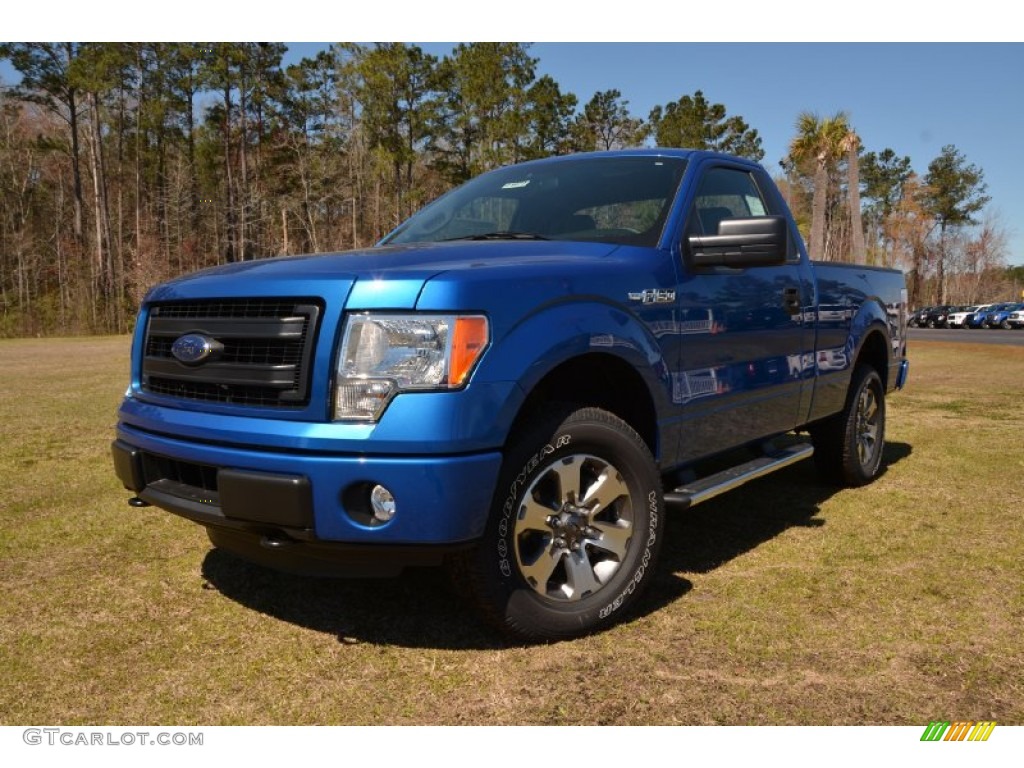 Blue Flame 2014 Ford F150 STX Regular Cab 4x4 Exterior Photo #91760309