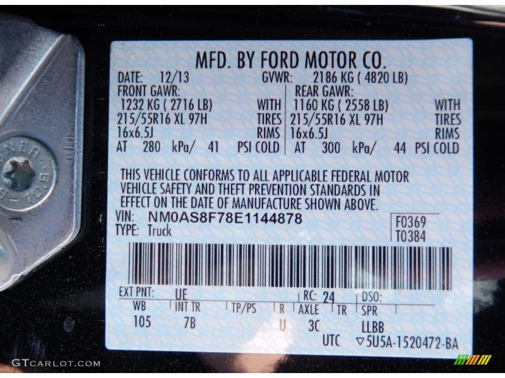 2014 Transit Connect Color Code UE for Panther Black Photo #91761239