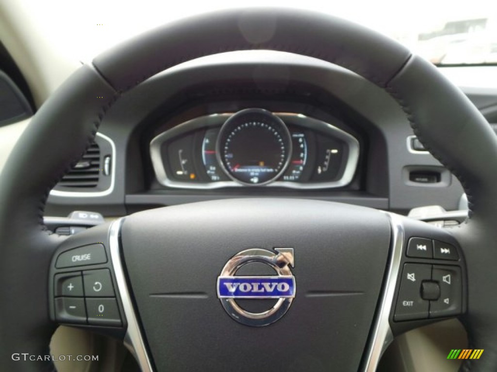 2015 Volvo S60 T5 Drive-E Soft Beige Steering Wheel Photo #91762034