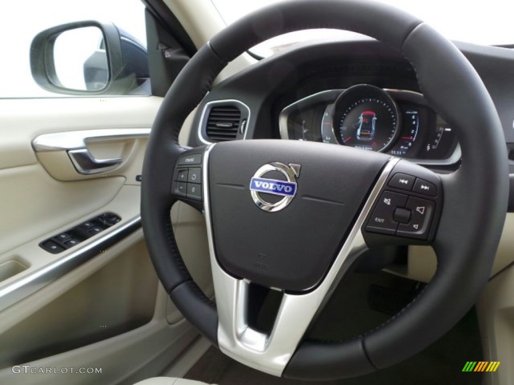 2015 Volvo S60 T5 Drive-E Soft Beige Steering Wheel Photo #91762145
