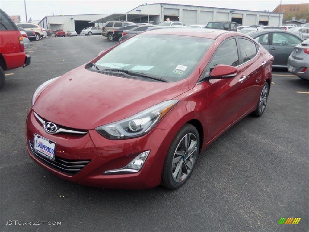 2014 Elantra Limited Sedan - Red / Beige photo #1