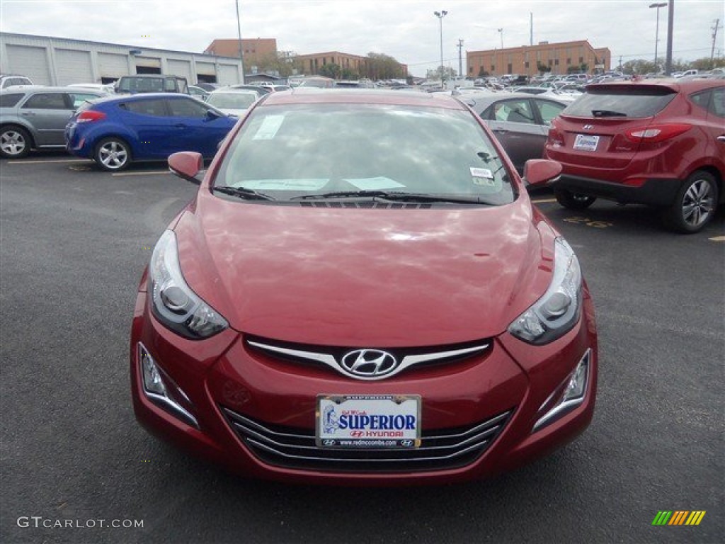 2014 Elantra Limited Sedan - Red / Beige photo #2