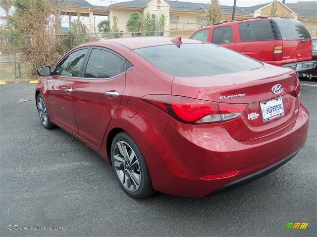 2014 Elantra Limited Sedan - Red / Beige photo #4