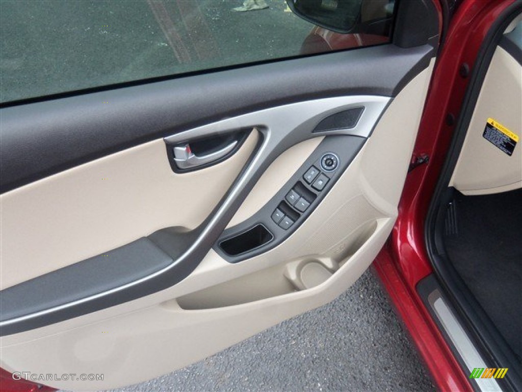 2014 Elantra Limited Sedan - Red / Beige photo #5