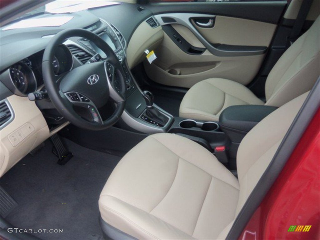 2014 Elantra Limited Sedan - Red / Beige photo #6