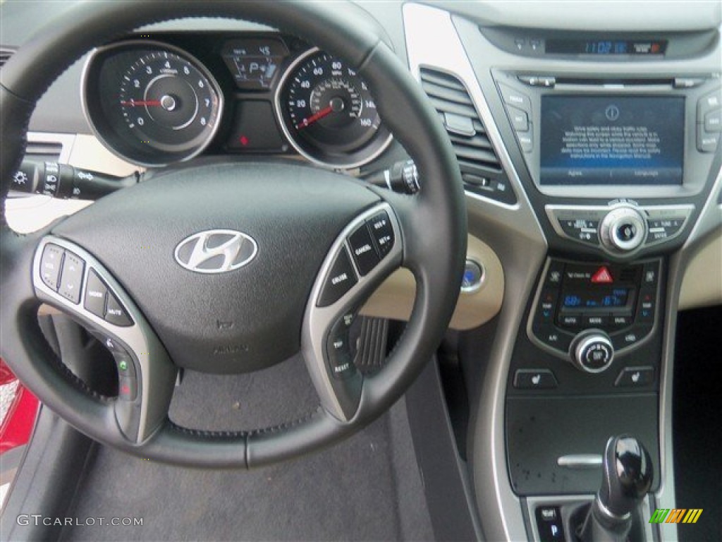 2014 Elantra Limited Sedan - Red / Beige photo #7