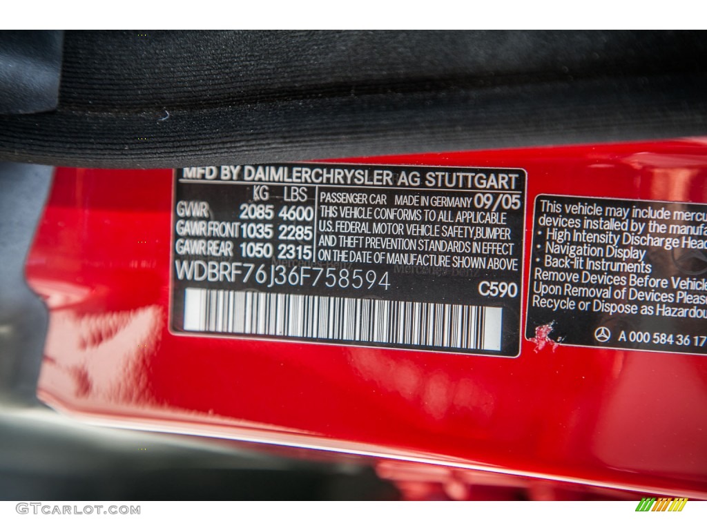 2006 Mercedes-Benz C 55 AMG Color Code Photos