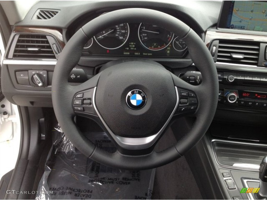 2014 BMW 3 Series 335i Sedan Black Steering Wheel Photo #91771610