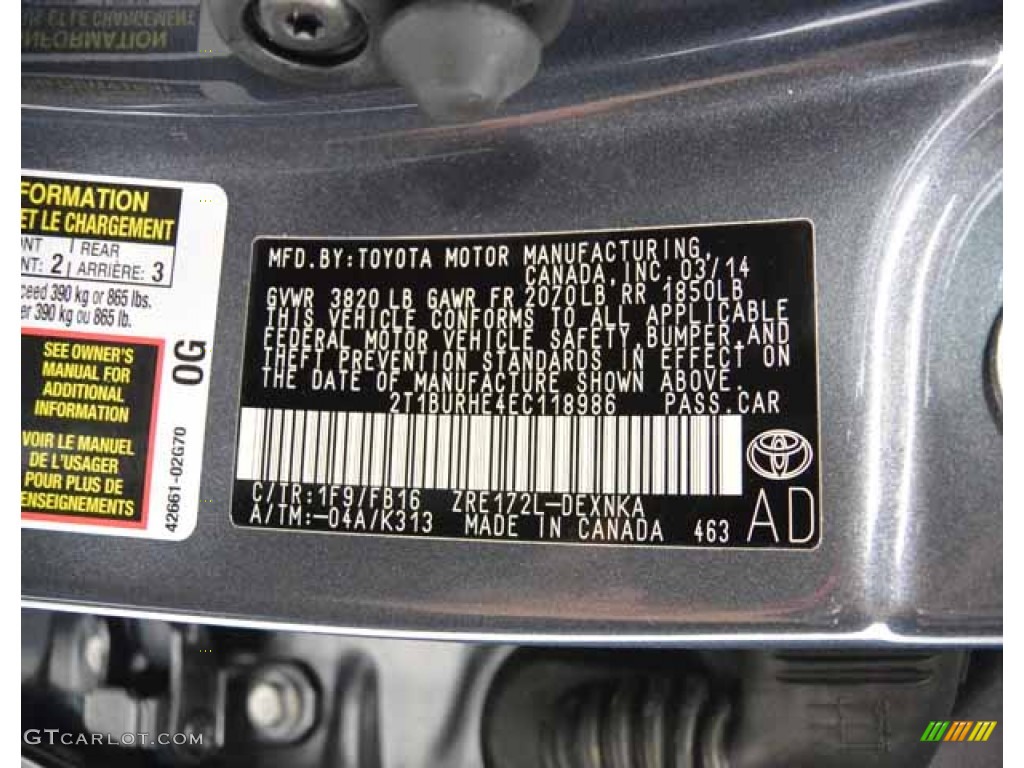 2014 Corolla LE - Slate Metallic / Ash photo #33