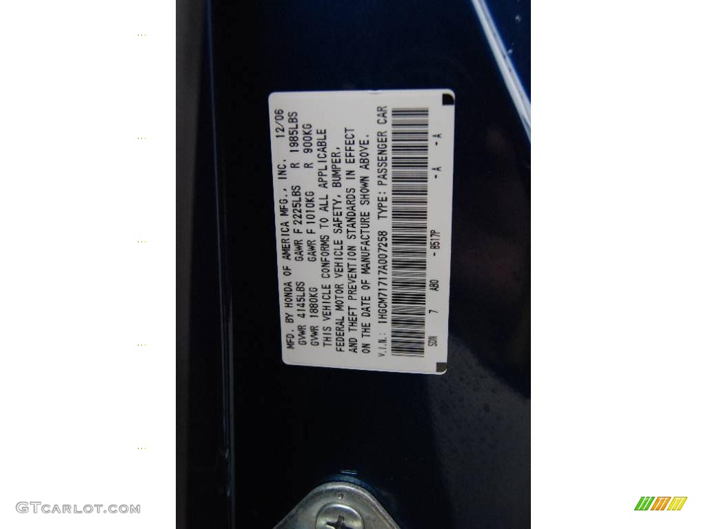 2007 Accord EX Coupe - Sapphire Blue Pearl / Black photo #31