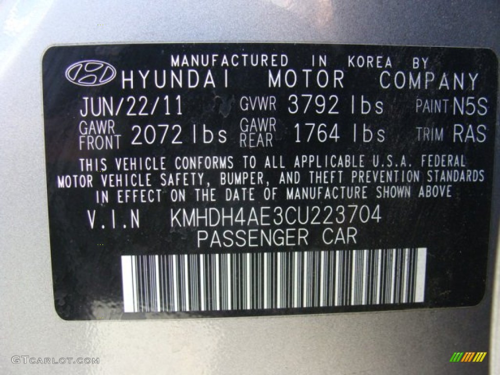 2012 Elantra Limited - Harbor Gray Metallic / Gray photo #32