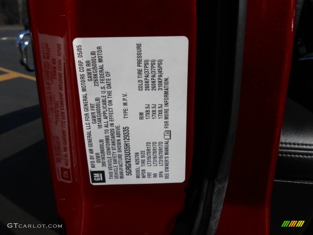 2005 H2 SUV - Red Metallic / Ebony Black photo #24