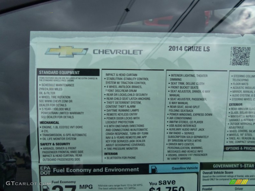 2014 Cruze LS - Rainforest Green Metallic / Jet Black/Medium Titanium photo #17