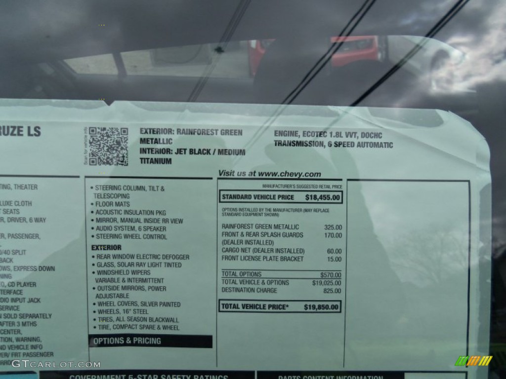 2014 Cruze LS - Rainforest Green Metallic / Jet Black/Medium Titanium photo #18
