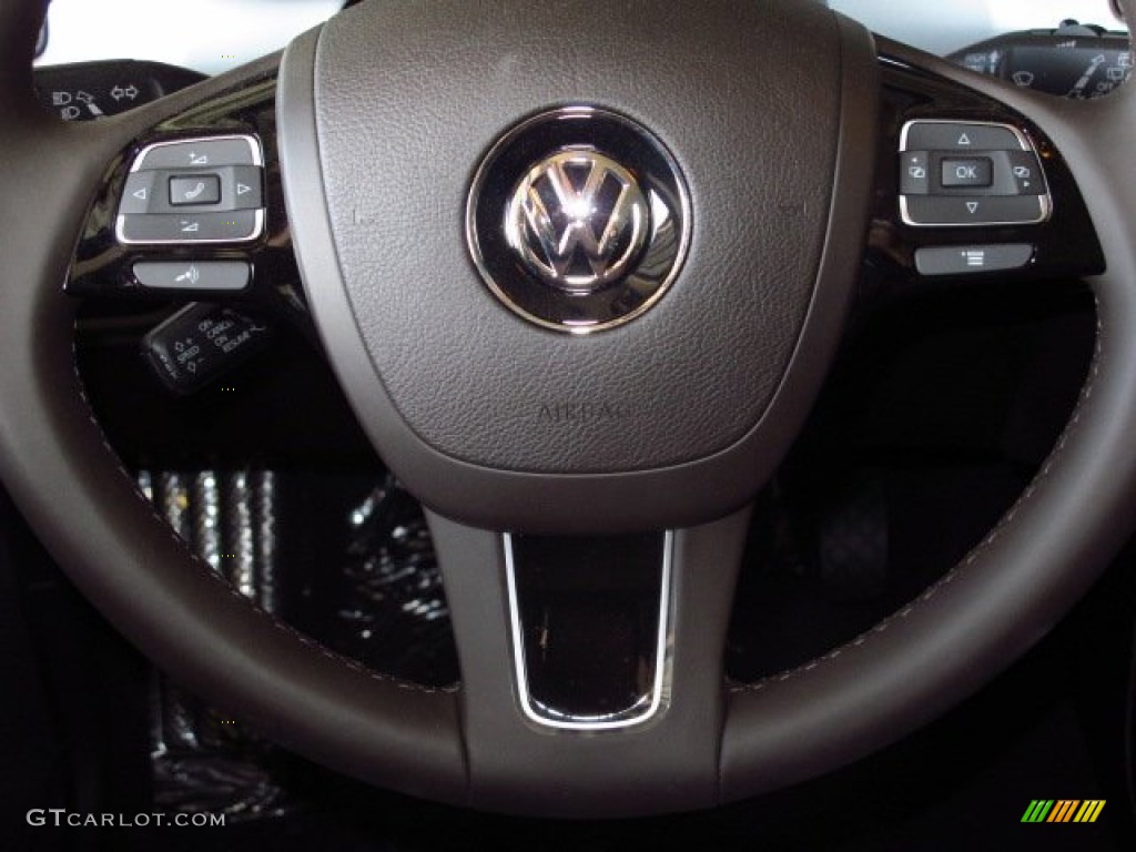 2014 Volkswagen Touareg TDI Executive 4Motion Saddle Brown Steering Wheel Photo #91811918