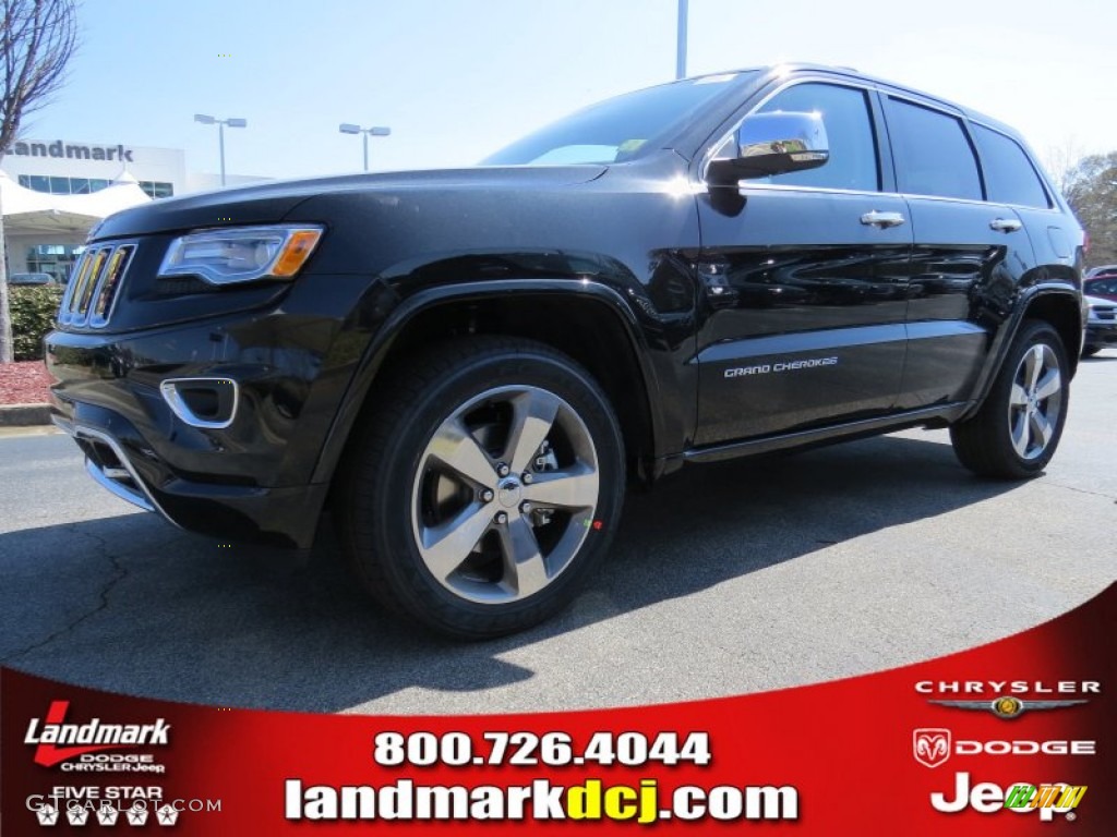 2014 Grand Cherokee Overland - Brilliant Black Crystal Pearl / Overland Nepal Jeep Brown Light Frost photo #1