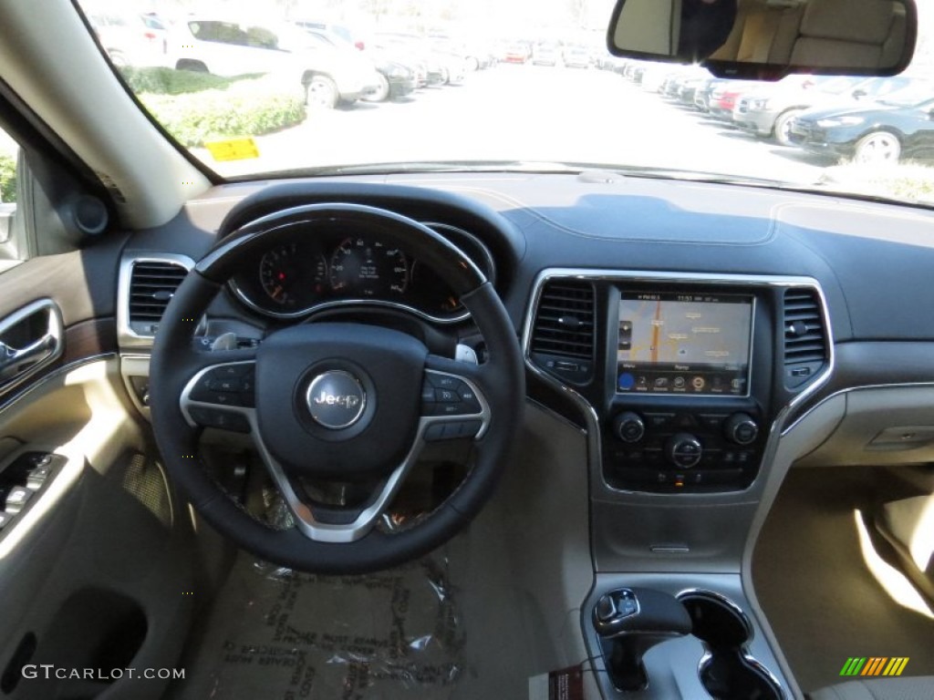 2014 Grand Cherokee Overland - Brilliant Black Crystal Pearl / Overland Nepal Jeep Brown Light Frost photo #8