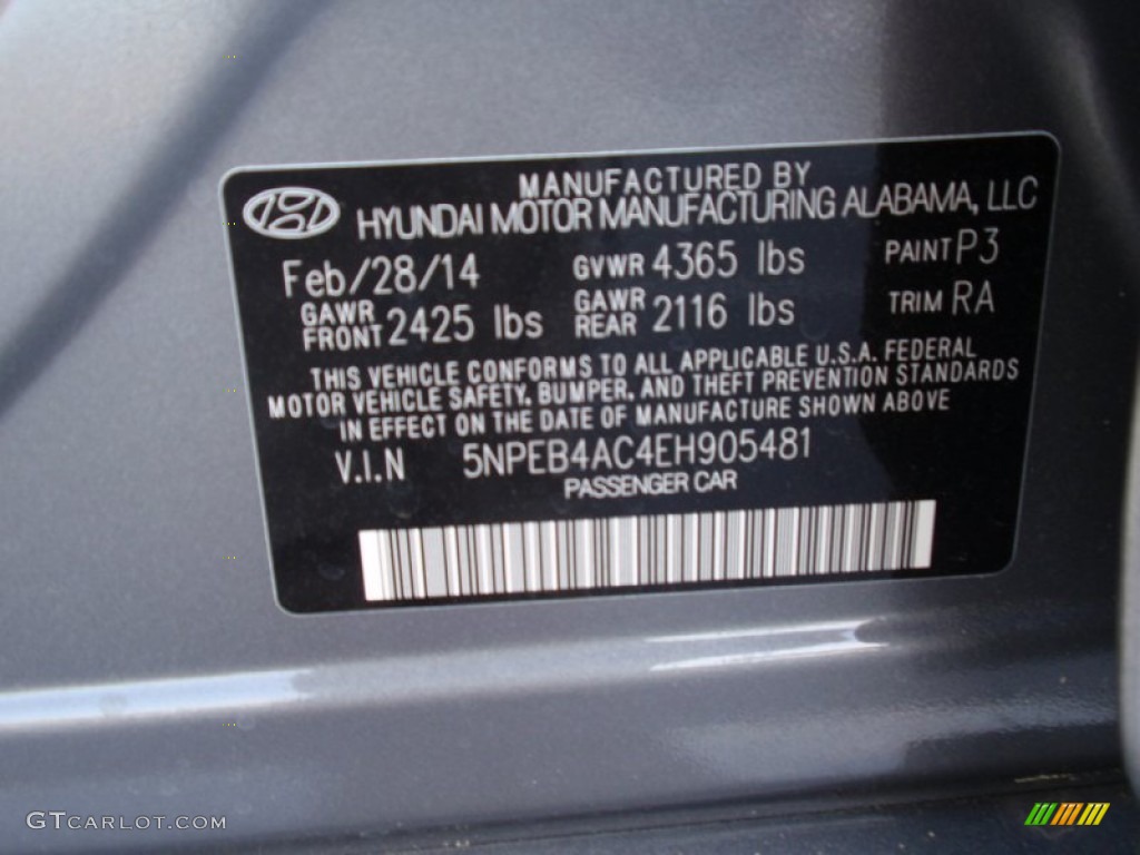 2014 Sonata GLS - Harbor Gray Metallic / Gray photo #31