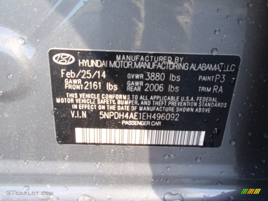 2014 Elantra Limited Sedan - Gray / Gray photo #34